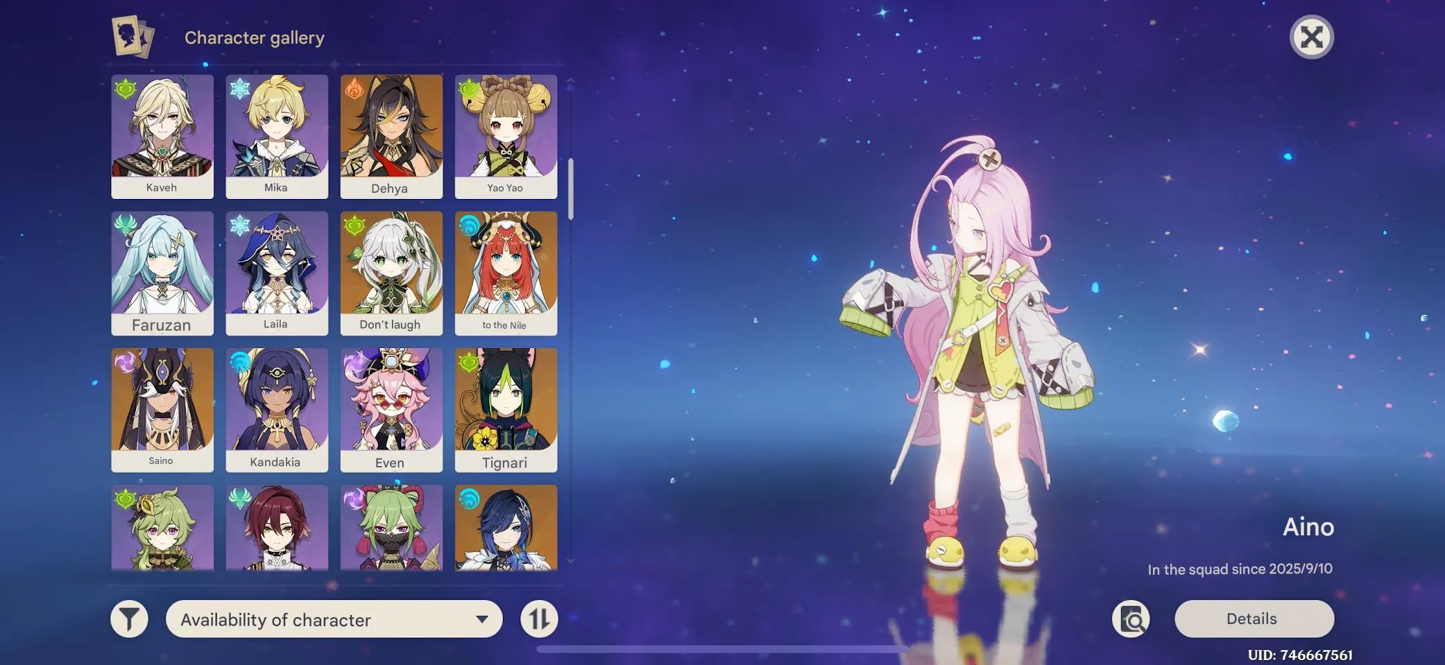 GI995 Powerful AR60 Europe Account Skirk C2, Furina C2, E Lan C2, Raiden C2, Arlecchino, Nahida, Nilou, Neuvillette 